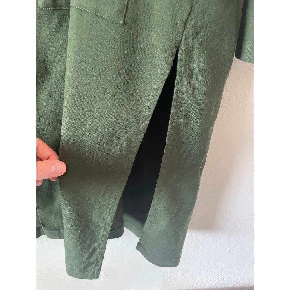 NWOT Eskandar Virgin Wool Button Down Tunic Quiet Luxury Lagenlook Green Artsy - Picture 7 of 10